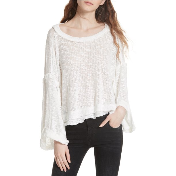 Camiseta básica Free People Island Girl Hacci para mujer color blanco grande
