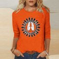 thumbnail image 2 of Dadaria Hauts pour Femmes Chemise Orange Manches 3/4 T-Shirt Col Rond Tee d'Été Chandail Blouses m, 2 of 4