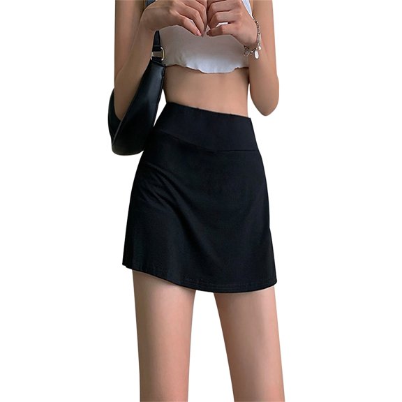 Gureui Women Tennis Mini Skirt, Solid Color High-Waist Wrap Skirt Miniskirt with Lining Sports Shorts for Girls