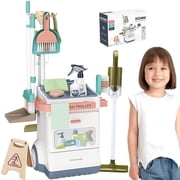 Sytle-Carry Kids Cleaning Set, 20-Piece Detachable Pretend Play Set, Toddler Cleaning Carts with Toy Vacuum