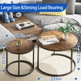 thumbnail image 2 of Coffee Table Nesting Set of Side Set Golden Frame Circular Round and Marble Pattern Wooden Tables Living Room Bedroom Apartment Modern Industrial Simple Nightstand, 2 of 9