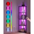 thumbnail image 3 of SONGMICS HOME 5-Tier Corner Shelf, Bookcase with Adjustable LED Lights, Storage Shelf with Steel Frame, 9.8 x 18.9 x 57.7 Inches, for Living Room, Bedroom, Study, Ebony Black, 3 of 5
