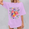 thumbnail image 5 of Graphic Tees for Women T-Shirts Women's Oversized Top Loose Short Sleeve T Shirt Style for Everyday Comfort and Casual Blue XL, 5 of 5