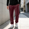 thumbnail image 3 of IAJDKMEK Men's Jogger Sweatpants Tapered Leg - Drawstring Elastic Waist Fleece Lined Solid Color Casual Lounge Pants for Men Gym,Wine M, 3 of 8