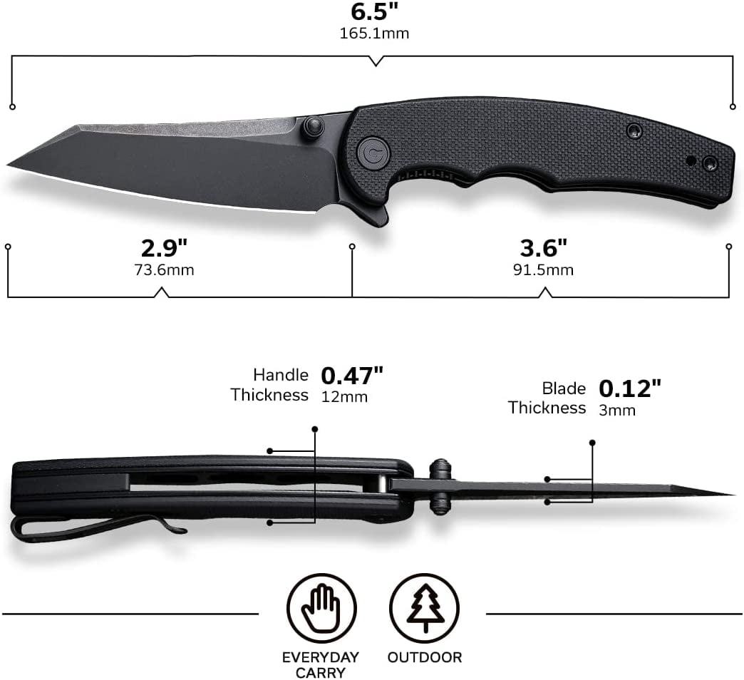 CIVIVI P87 Folder Knife, Kaila Cumings 2.9-in Nitro-V Black Stonewashed Blade Reverse Tanto, G10 Handle with A Thumb Stud Liner Lock Folding Pocket Knife (Black)