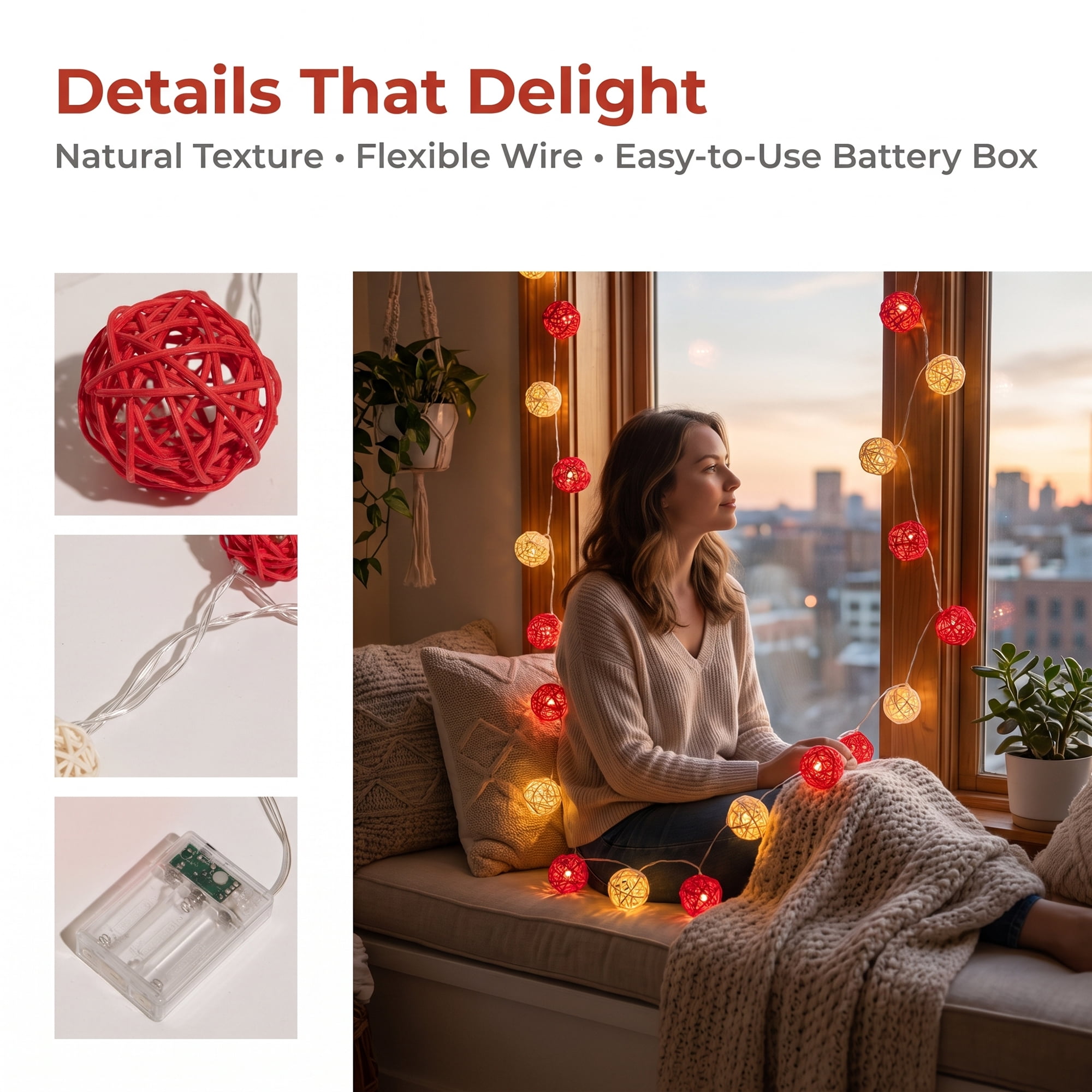 Unique Bargains Twinkle Lights with Flexible Design 13.1 ft Red Light Battery Operated