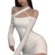 thumbnail image 4 of Vestido con hombros descubiertos para mujer, vestido erógeno de manga larga con cuello Halter, corte delgado, cintura alta elástica y hombros descubiertos, 4 of 8