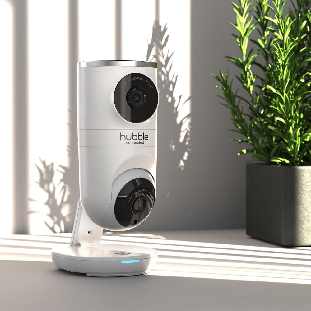 Hubble Connected Nursery Pal 1080p Video Baby Monitor with AI Motion Tracking, Wi-Fi, and LED Display, White
