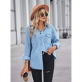 thumbnail image 4 of Women's Casual Button Down Denim Shirt Long Sleeve Boyfriend Oversized Jean Jacket with Pockets Light Blue S, 4 of 7