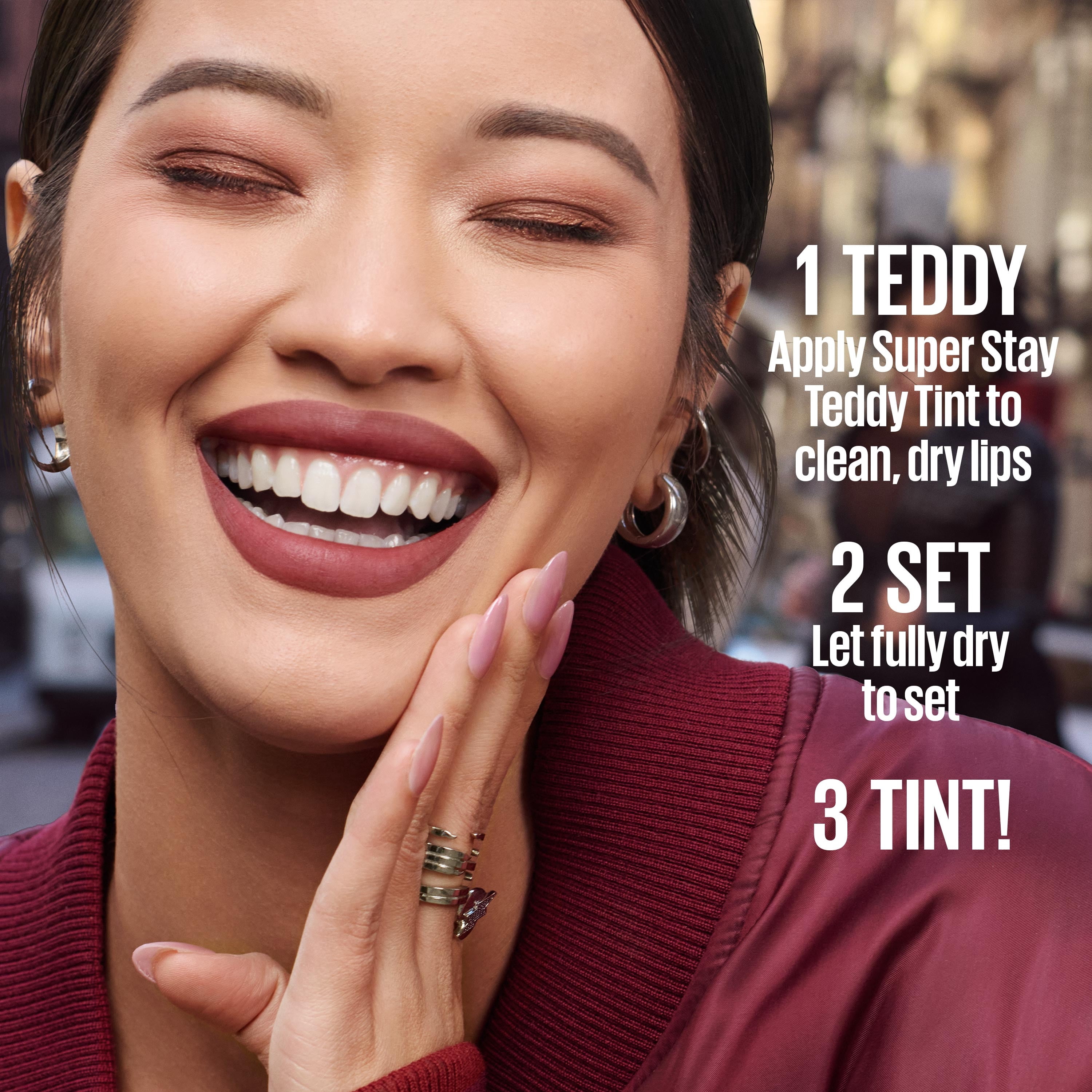 Maybelline Super Stay Teddy Tint Long Lasting Matte Lip Tint, Tomato Girl, 0.17 fl oz
