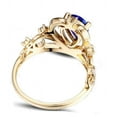 thumbnail image 3 of Unique 1.50 Carat 8x5mm Pear Cut Blue Sapphire And Moissanite Diamond Crown Look Engagement Ring in 10k Rose Gold for Her, 3 of 5