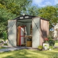 thumbnail image 4 of Aoxun 6 x 4 ft Outdoor Metal Storage Shed with Lock, Galvanized Metal Shed with Air Vents, Brown, 4 of 9