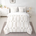 thumbnail image 2 of Manfei Abstract Honeycomb Hexagon Twin Bedding Sets 7-Piece for Teens Boys Girls,Minimalist Geometric Bedding Comforter Set Microfiber,Mid Century Stripes Breathable Sheet Sets, 2 of 8