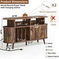 thumbnail image 2 of Large Record Player Stand with storage, Vinyl Record Storage Cabinet with Charging Station, Brown, 2 of 11