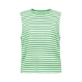 thumbnail image 3 of ClodeEU Women's Striped Crewneck Sleeveless Tank Top with Butterfly Back ,Solid Color Casual Summer Top Green,Women's Plus S, 3 of 6