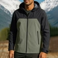 thumbnail image 2 of ShomPort Waterproof Jackets for Mens Long Sleeve Drawstring Color Block Zipper Hooded Coats Climbing Running Athletic Outcoats, 2 of 5