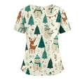 thumbnail image 3 of Christmas Scrub Tops Women Funny Xmas Print Tops for Women Short Sleeve Nursing Uniforms Christmas Working Scrub Shirts with Pockets, 3 of 5