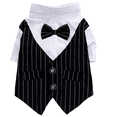 thumbnail image 1 of Camisa de esmoquin a rayas para perro, traje formal, pajarita, disfraz, camisas elegantes para boda de mascotas, camisa de boda de príncipe perro con pajarita, 1 of 7