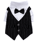 thumbnail image 1 of Camisa de esmoquin a rayas para perro, traje Formal, traje con pajarita, camisas elegantes para boda para mascotas, camisa con pajarita para boda de Príncipe y perro, 1 of 7