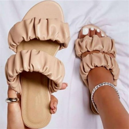

MRULIC slippers for women Fashion Women s Casual Shoes Breathable Outdoor Leisure Sandals Slippers house slippers for women Beige + US:8