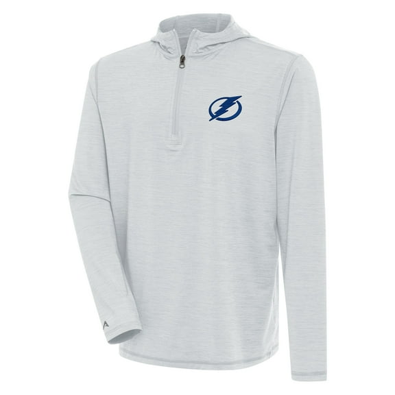 Men's Antigua  Heather Gray Tampa Bay Lightning Tidy Quarter-Zip Pullover Hoodie