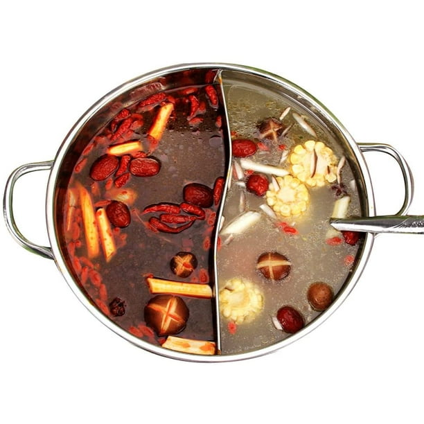 Stainless Steel Shabu Hot Pot With Divider For Induction Cooktop Gas Stove Without Cover Walmart