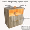 thumbnail image 2 of Mesita de Noche Roble Natural 2 Cajones con enchufe eléctrico integrado diseño compacto para esquina de dormitorio, 2 of 8