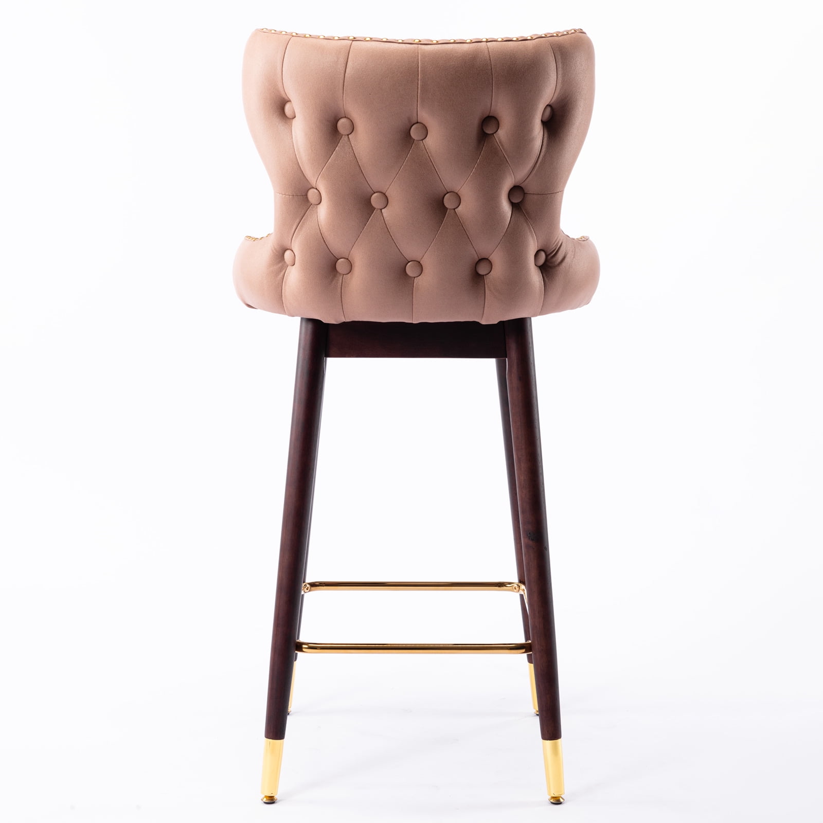 Yardi Yard Modern Leathaire Set of 2 Bar Stools with Back, 29.9" Tufted Gold Nailhead Trim Counter Height Stools for Pub Kitchen, Khaki Yardi Yard Modern Leathaire Set of 2 Bar Stools with Back, 29.9" Tufted Gold Nailhead Trim Counter Height Stools for Pub Kitchen, Khaki