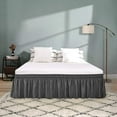 thumbnail image 3 of Wrap Around Bed Skirts 14" Drop, Fully Elastic Dust Ruffle, Soft and Luxury, Fade Resistant, Machine Washable Luxurious Fabric, Olympic Queen Size - Dark Gray Solid., 3 of 4