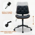 thumbnail image 4 of HAWGUAR Armless Home Office Chair with Wheels Mid Back Modern Walnut Chair Small Desk Chair No Arms Leather  Computer Chair for Office, Meeting Room,Makeup Room (Black), 4 of 7