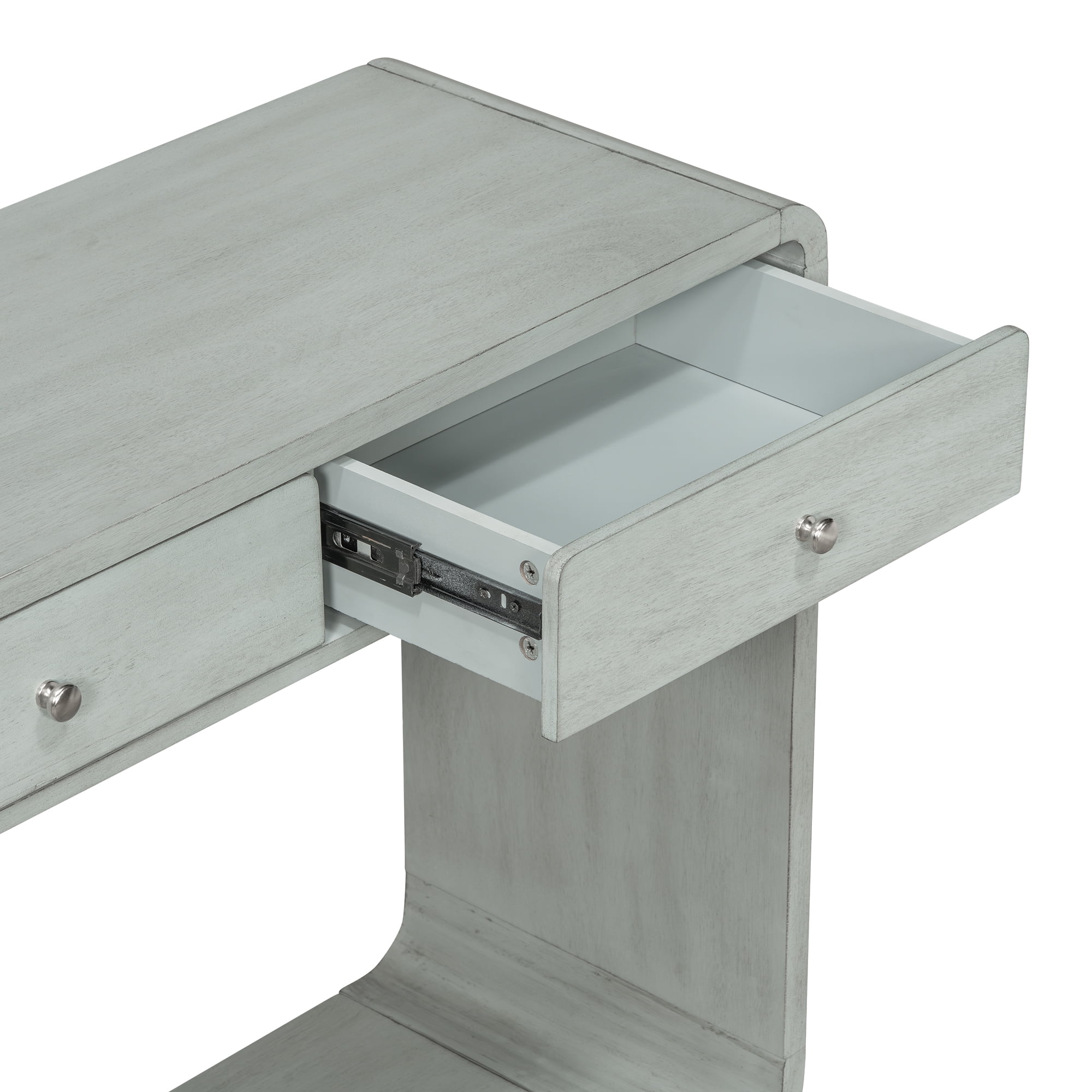 Euroco 55" Modern Console Table, Wood Entryway Table Hallway Table Sofa Table Behind Couch with 3 Drawers,Storage Shelf & Curved Legs for Living Room,Sage Green