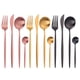 thumbnail image 2 of Para juego de cuchillo, tenedor y cuchara portugués, vajilla occidental, juego de cuchillo y tenedor de acero inoxidable en oro mate., 2 of 3
