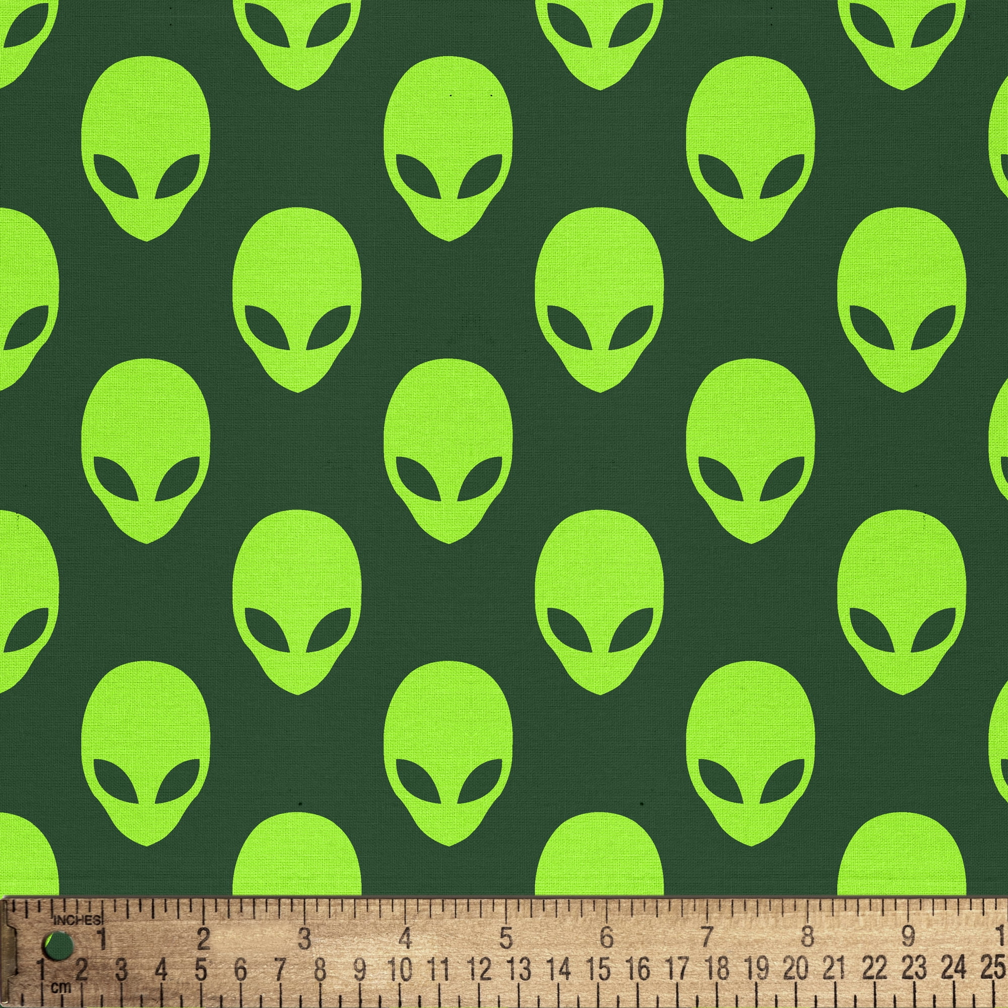 2 Yards 100% Cotton Alien Face, Green, 44" Wide for Crafts by David Textiles