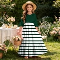 thumbnail image 7 of Little Girls Maxi Dress 4-14 Years Ruffle Half Sleeve Round Neck Floral Print Tiered Long Dress with Side Pockets Green H 4-5 Years, 7 of 7