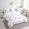 thumbnail image 3 of Manfei Cute Bowknot Bed in a Bag King Size,Princess Ribbon Bow Bed Set,Purple White Bedding King Size For Girl,Breathable Bedroom Decor Reversible,7 Pieces, 3 of 7