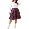thumbnail image 2 of Agnes Orinda Women's Plus Size Vintage Skirt Plaid Button Front Elastic High Waist A-Line Skirts with Pockets 2X Red Blue, 2 of 5