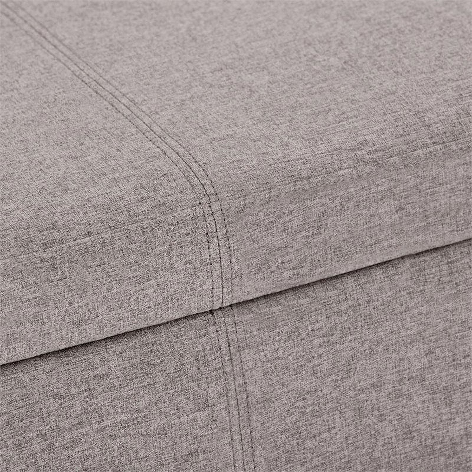 Avalon 48 inch Wide Contemporary Storage Ottoman Bench in Cloud Grey Linen Look Fabric