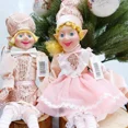 thumbnail image 3 of Muñecos de peluche de elfo para niños, colgante de árbol de Navidad, adornos colgantes, decoración de Año Nuevo, regalos de Navidad, 1 par（Elf Doll set ST5-3, 3 of 5