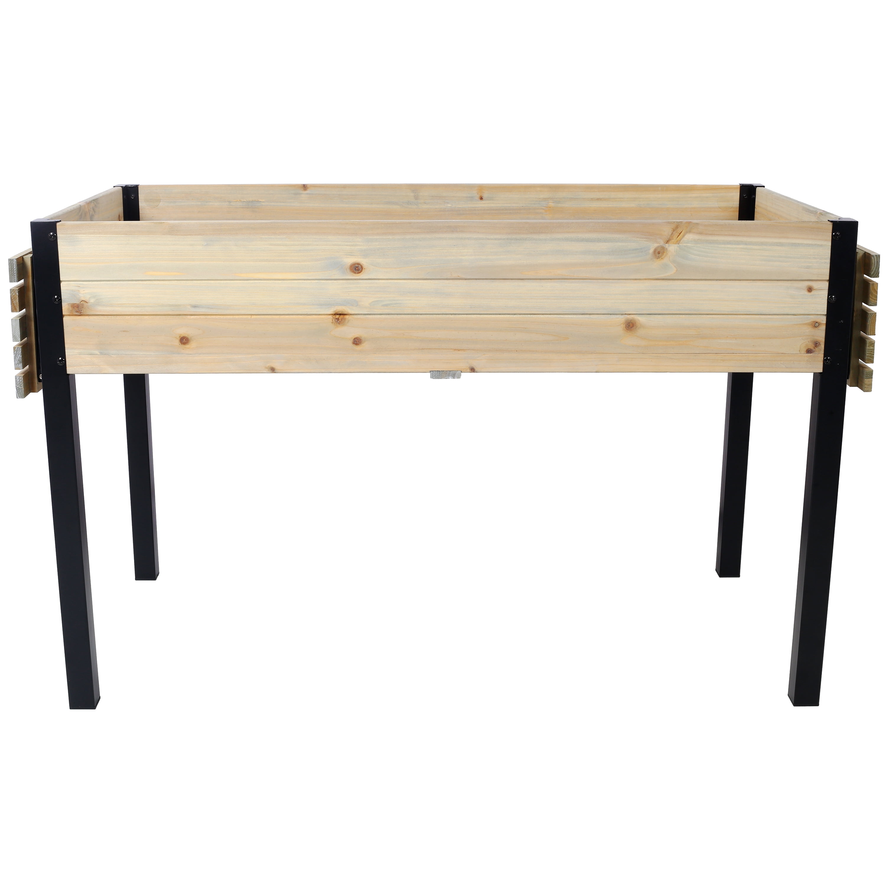 Raised Garden Bed, Planter Box with Metal Legs Storage Shelf for Garden Backyard Patio, Black Brown