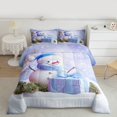 thumbnail image 2 of Manfei Winter Blue Snowman Queen Comforter Set, Merry Christmas Bedding Sets, Western Festival Holiday Reversible Bedding Comforter Set, Breathable Home Decor, 3pcs, 2 of 8