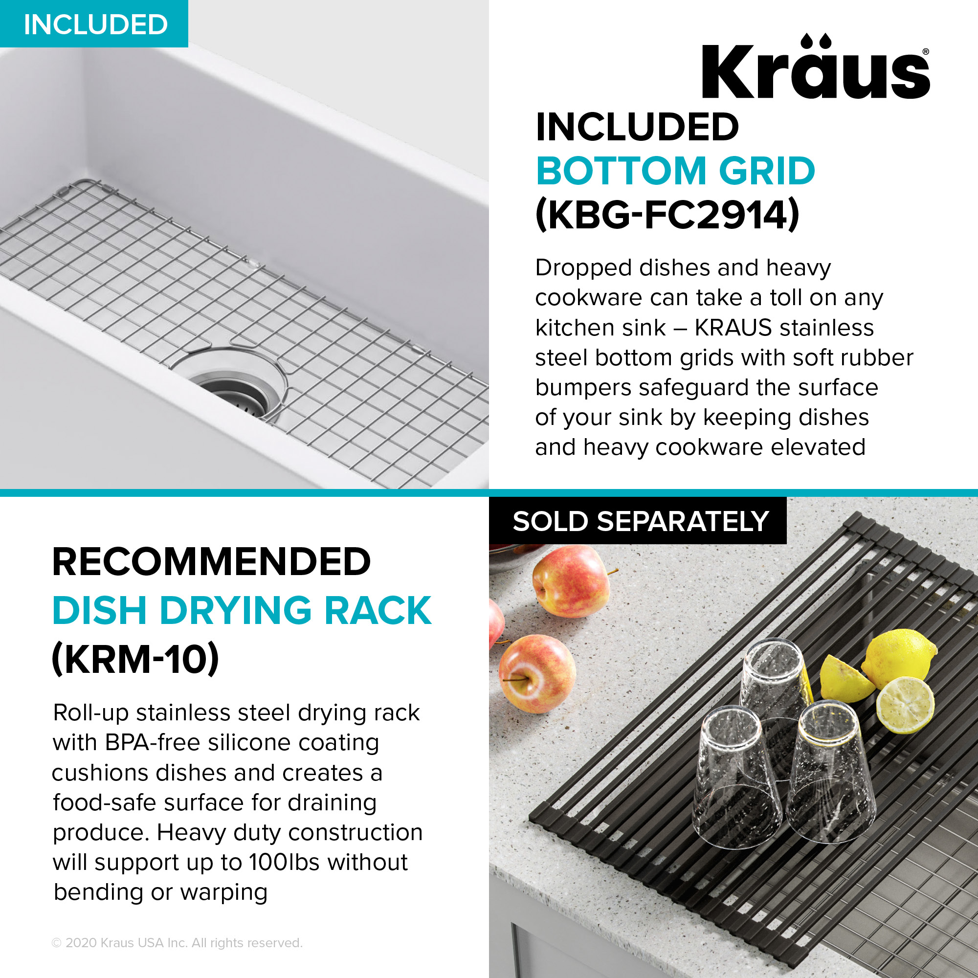 KRAUS Kore(TM) Workstation 33-inch Farmhouse Flat Apron Front 16 Gauge Single Bowl Stainless Steel Kitchen Sink with Accessories and WasteGuard(TM) Co - 1