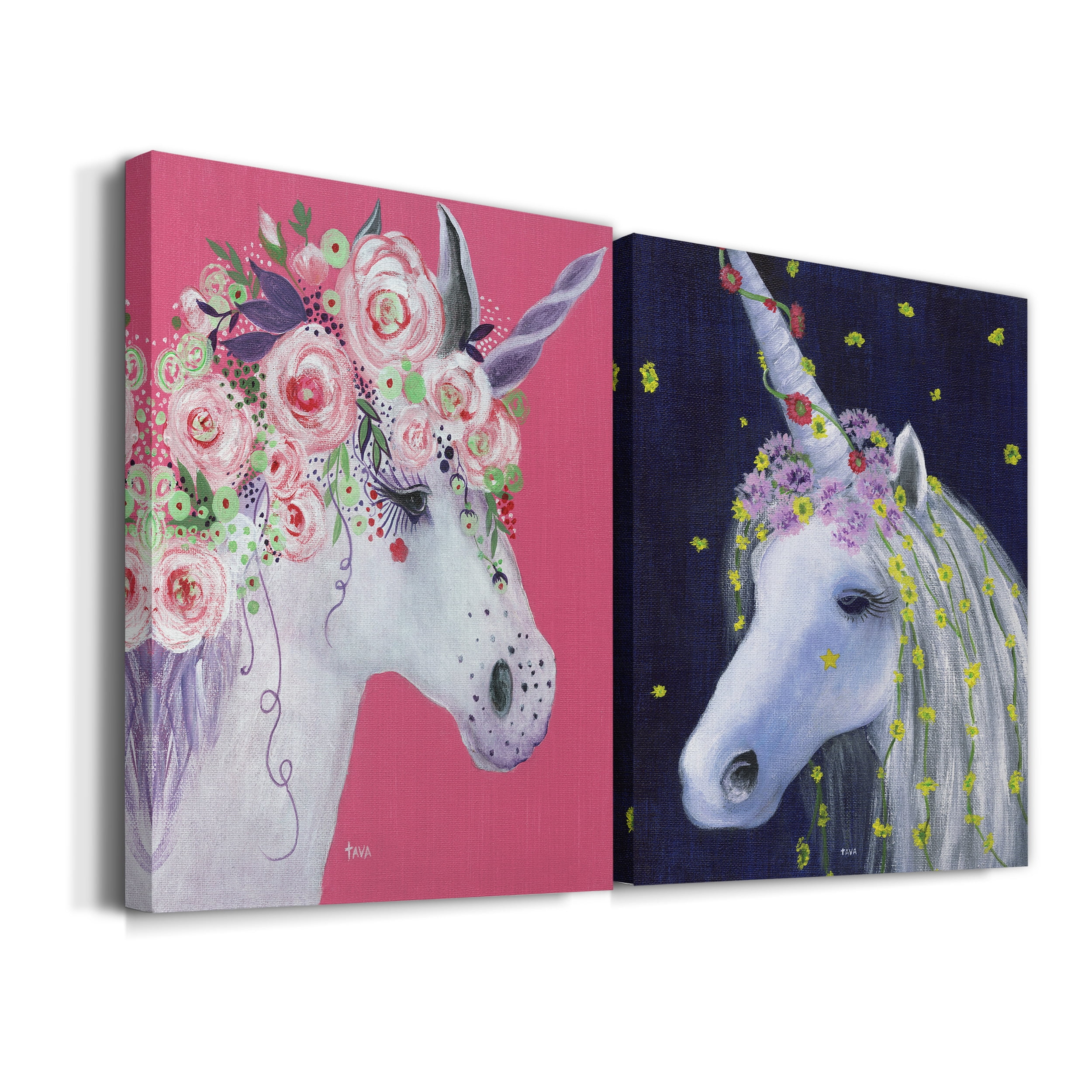 Unicorn III Premium Gallery Wrapped Canvas - Ready to Hang - Set of 2 - 12 x 18 Each