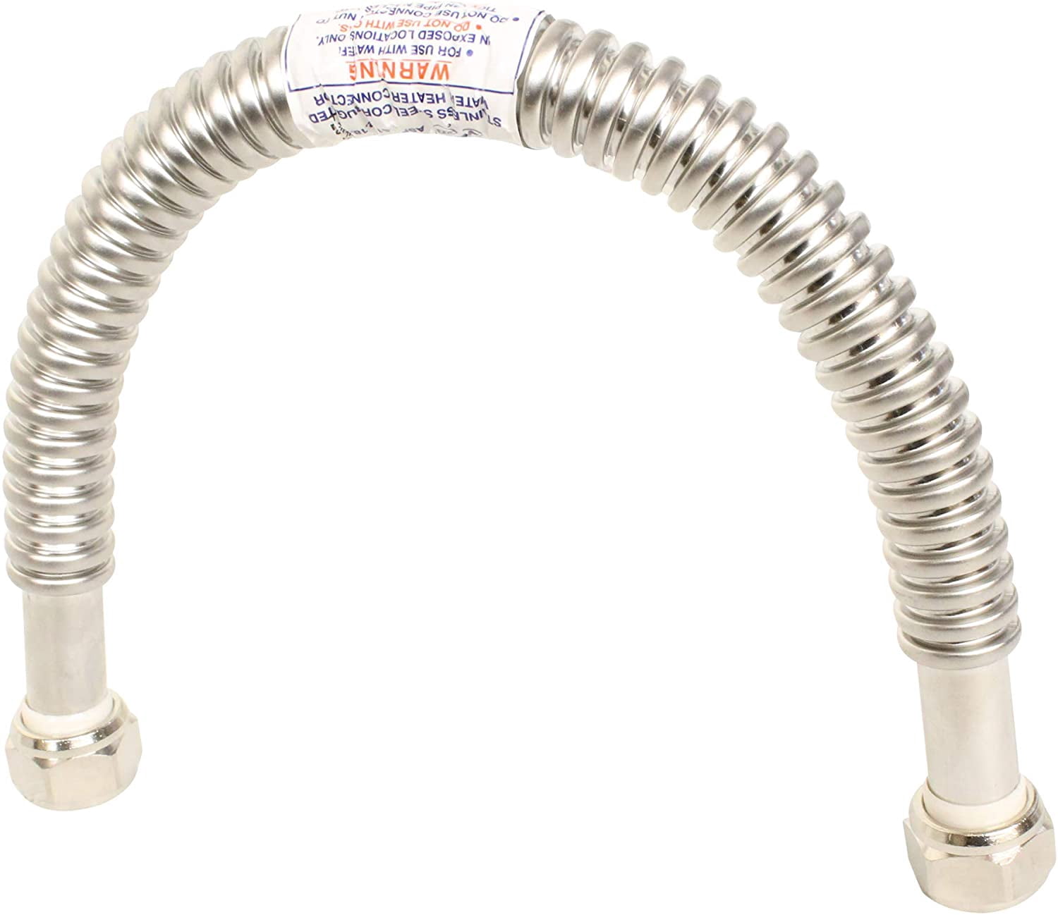 2 Pack Heavy Duty Durable Stainless Steel Corrugated Water Flex Connector with Extra Thick Washers for Water Heater and Water Softener (18x3/4 FIP)