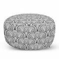 thumbnail image 1 of Pasiley Pouf Cover with Zipper, Oriental Floral Motifs in Achromatic Design with Monochrome Style, Soft Decorative Fabric Unstuffed Case, 30" W X 17.3" L, White and Charcoal Grey, by Ambesonne, 1 of 5