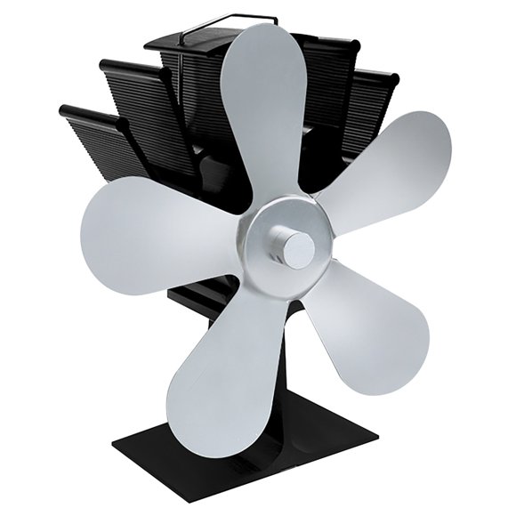 Heat-Powered Wood Stove Fan, 5 Aluminum Blades, 60-350°C Auto-Adjust, Eco-Friendly for Fireplace/Cabin Heating