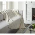 thumbnail image 3 of Crafted by Catherine Ivory Channel Cut Faux Rabbit Fur Throw 50" x 60", Luxury Soft Cozy, 3 of 4