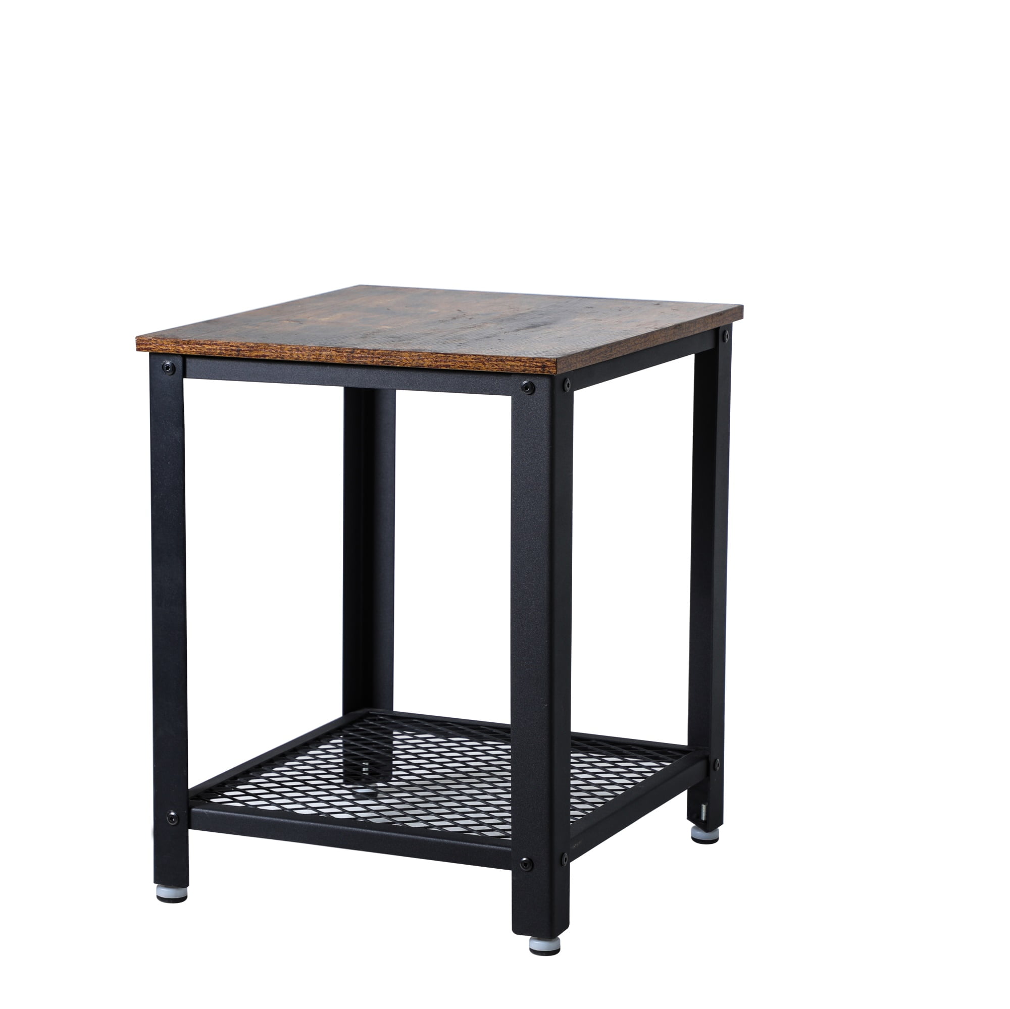 Lowestbest Modern 17" Square Side Table, 2-Tier Coffee Tea, End Table, Nightstands, Accent Side Table, Rustic Brown Lowestbest Modern 17" Square Side Table, 2-Tier Coffee Tea, End Table, Nightstands, Accent Side Table, Rustic Brown