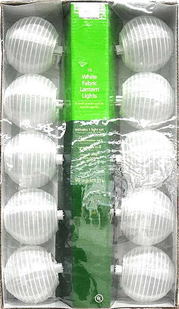 Mainstays 10-Count White Fabric Lantern String Lights - image 3 of 4