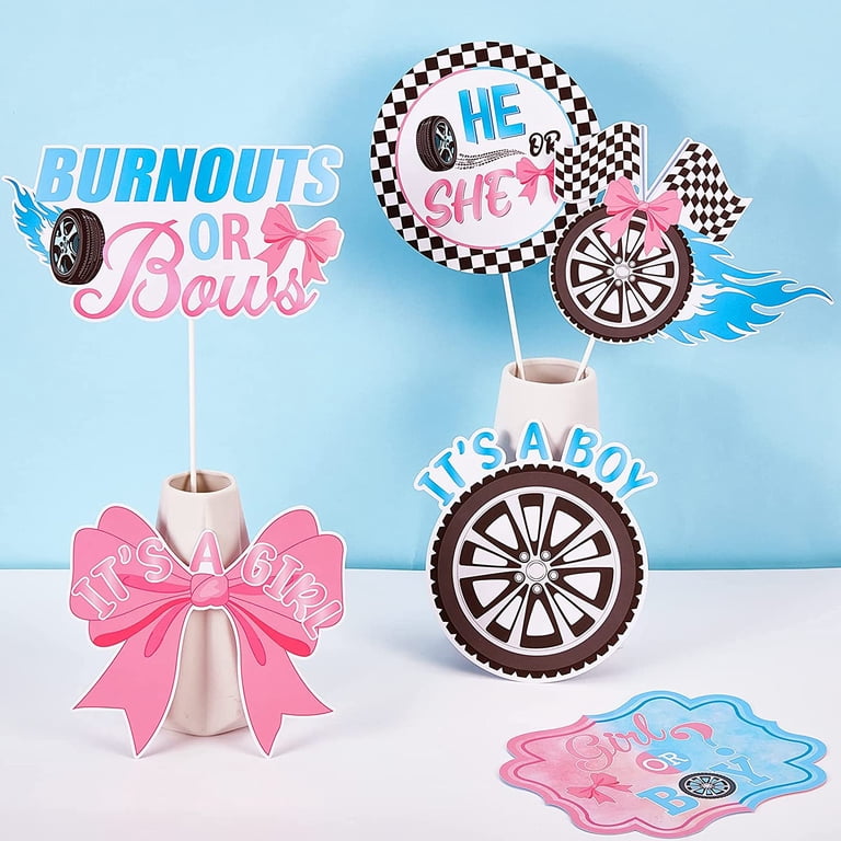3pcs Burnouts Or Bows Gender Reveal Tablecloths - 42.5x70.8 Inch, He Or She Party Decor For Baby Shower