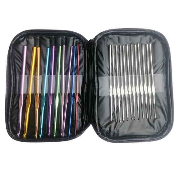 22 Pcs Crochet Hooks Set Needles Knit Weave Tool Multi-colour Aluminum Crochet 0.6mm - 6.5mm